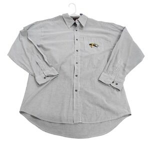 Missouri Tigers Shirt Mens 2XL Gray NCAA College Three Square Striped Button Up